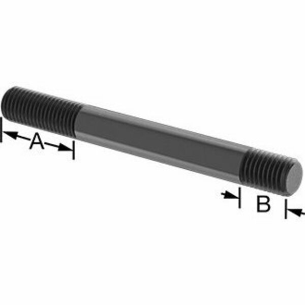 Bsc Preferred Black-Oxide Steel Threaded on Both Ends Stud 3/4-10 Thread Size 7 Long 2 and 1 Long Threads 91025A861